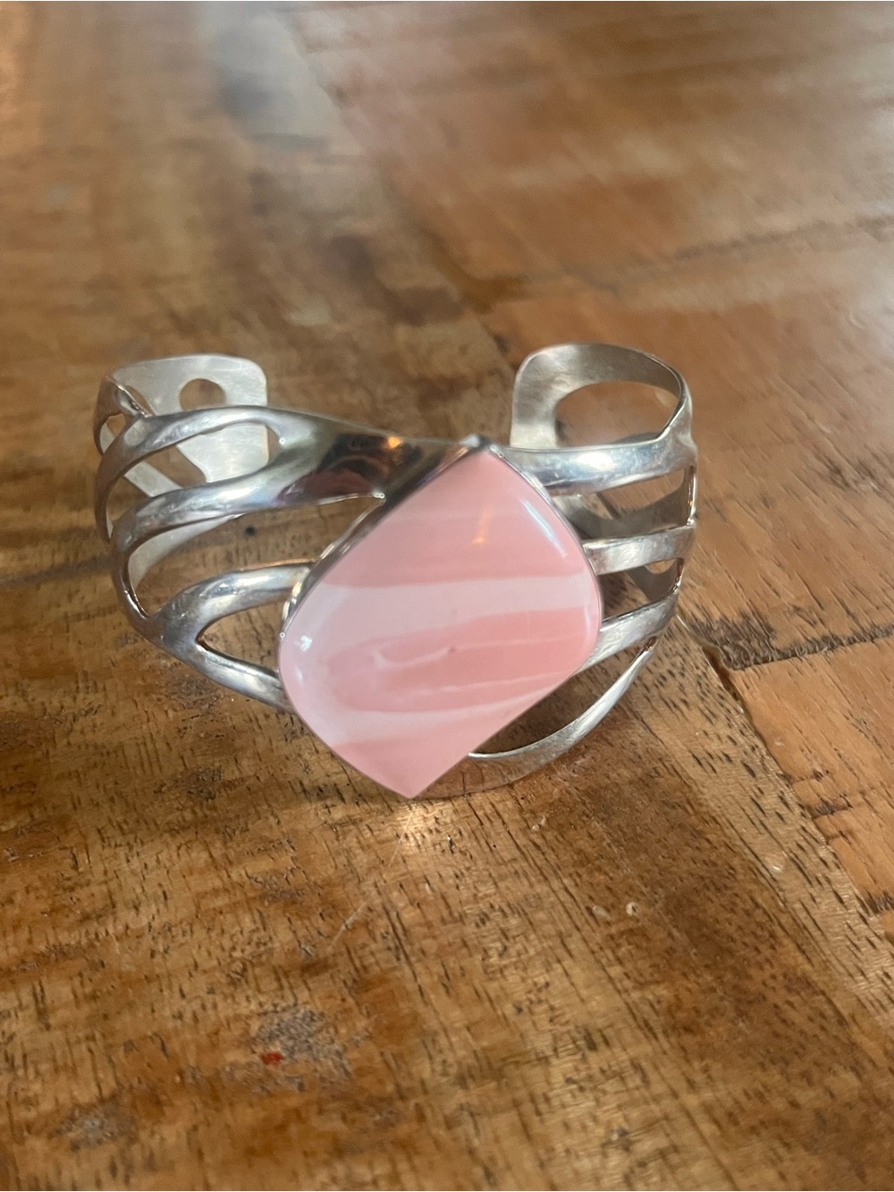 Jay King Peruvian Pink Opal Sterling Silver Split-Cuff Bracelet